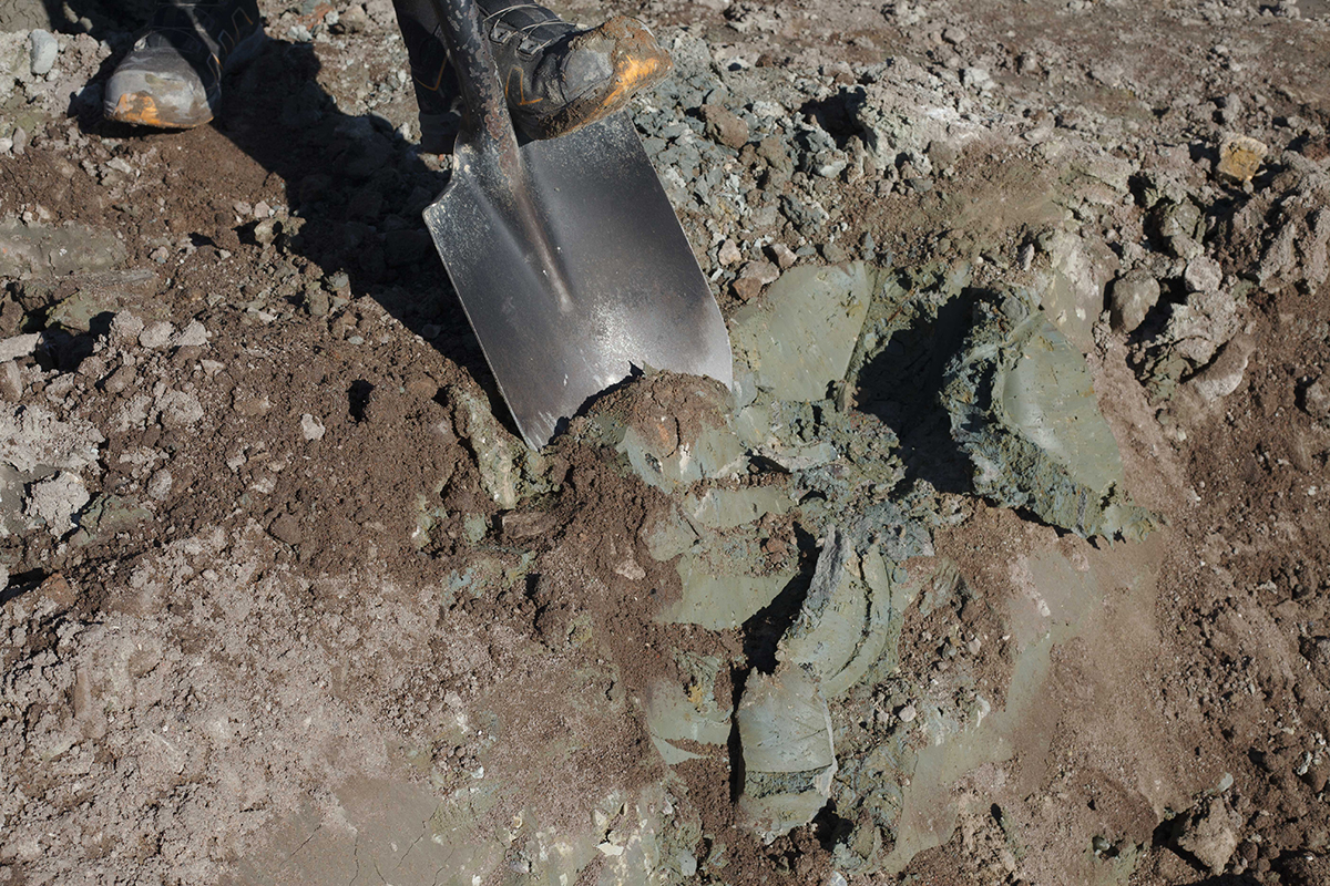 Digging clay at a construction site in Tallinn, Estonia